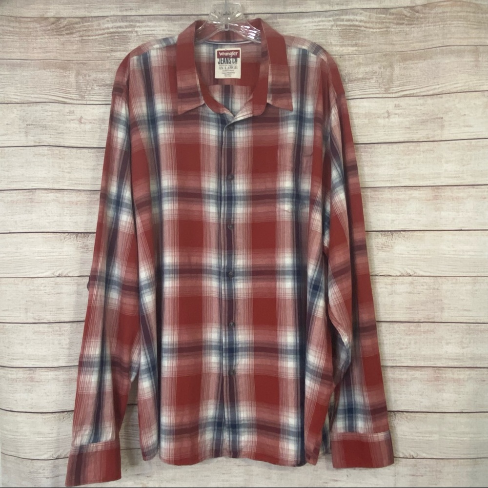 Wrangler Jeans Men’s Plaid Button Shirt 3XL